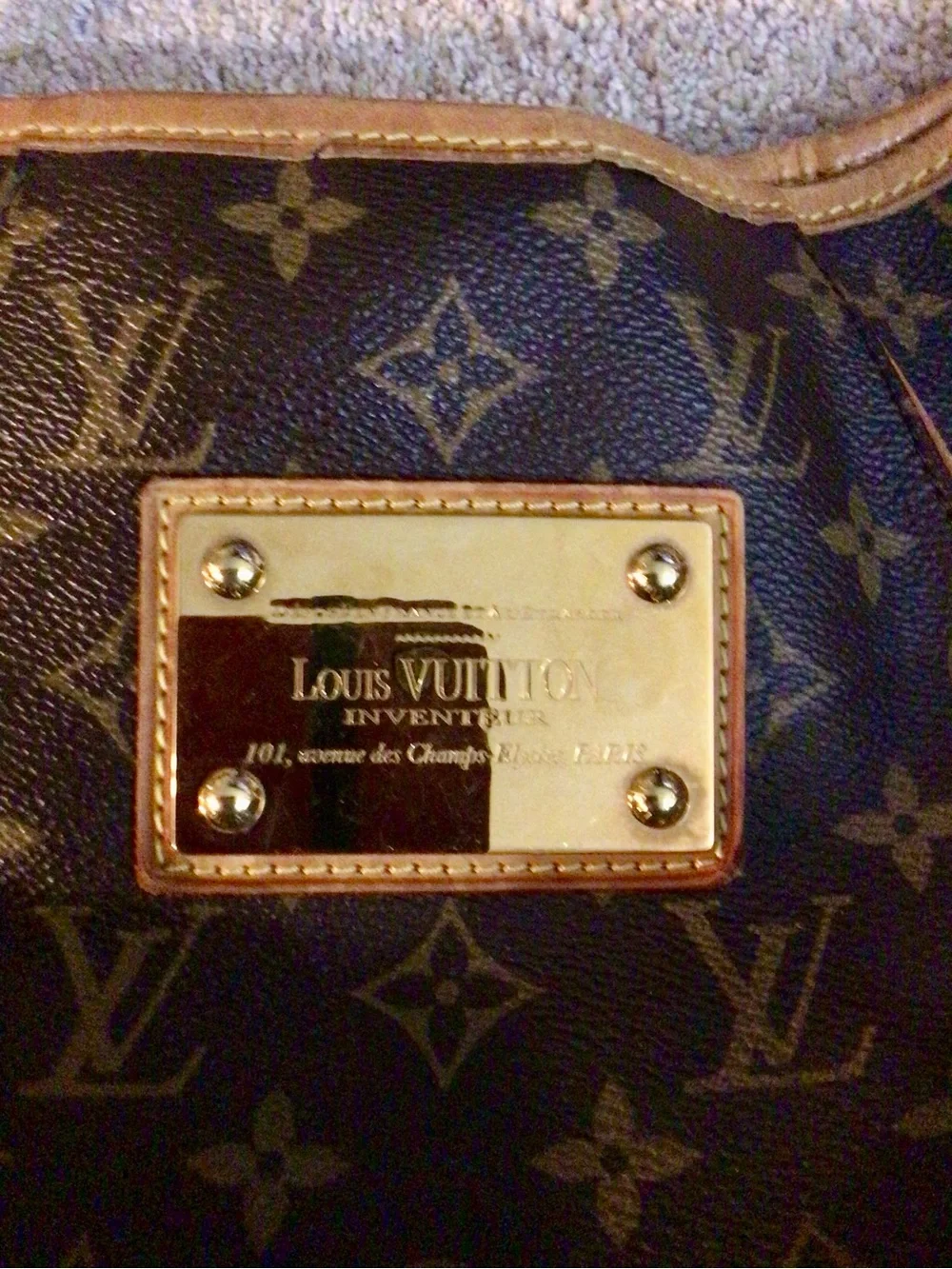 Louis Vuitton Galliera Monogram Canvas Shoulder Bag with Gold Plate Accent